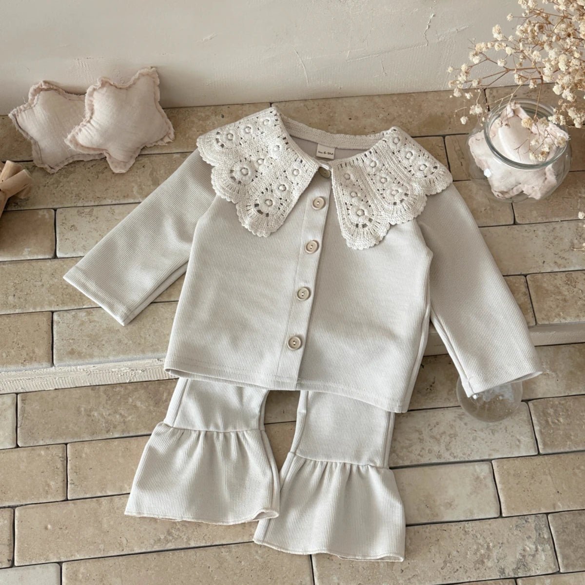 Children's Lace Collar Sweatshirt & Elastic Pants Set - Ewapi