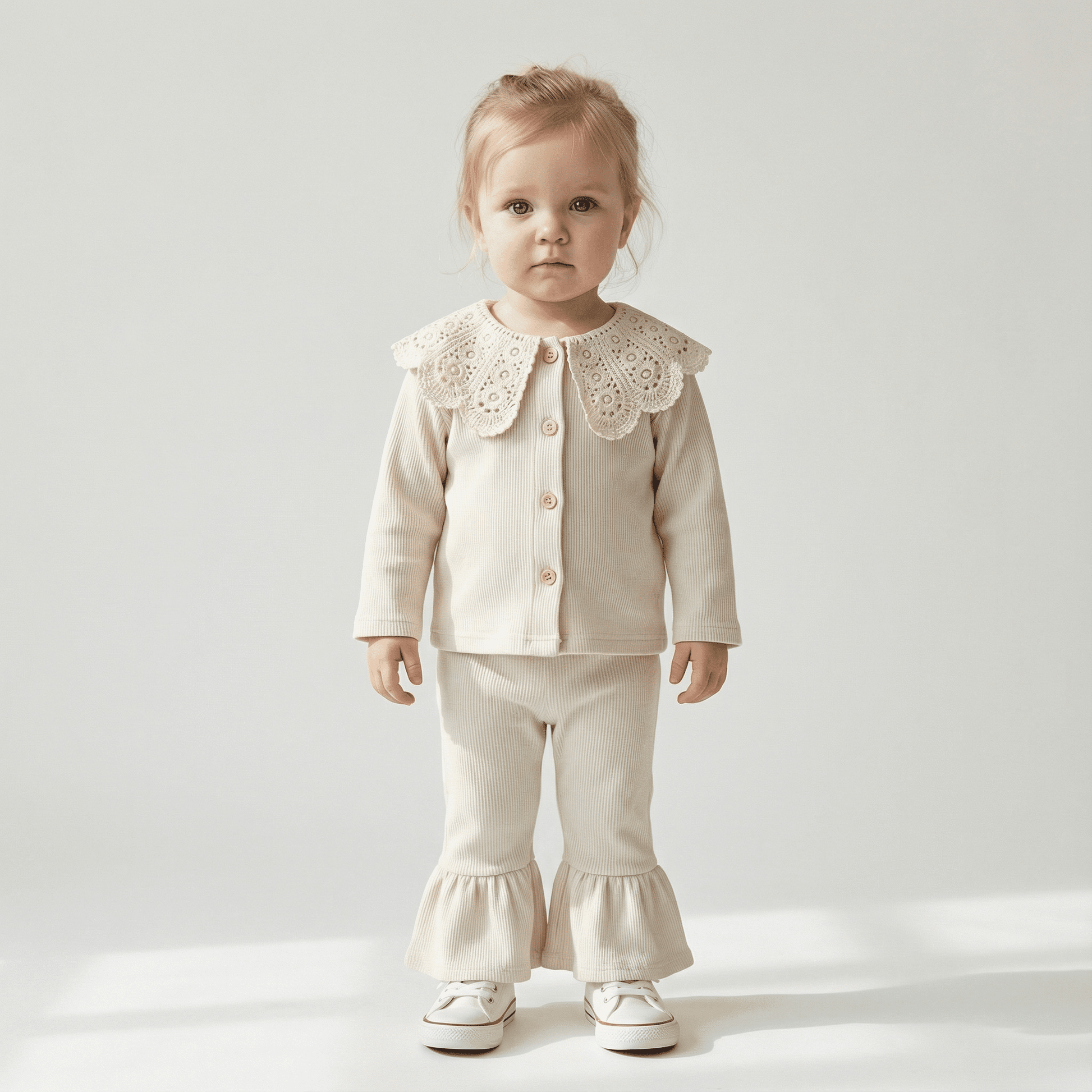 Children's Lace Collar Sweatshirt & Elastic Pants Set - Ewapi