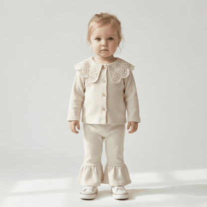 Children's Lace Collar Sweatshirt & Elastic Pants Set - Ewapi