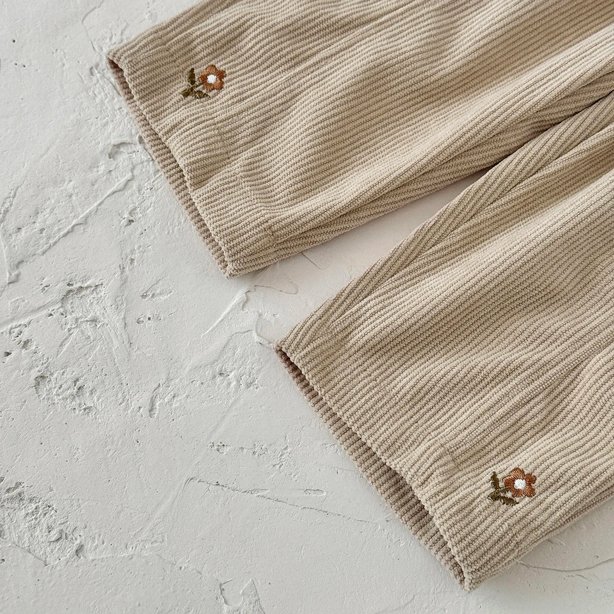 Children's Loose Floral Embroidered Corduroy Pants - Ewapi