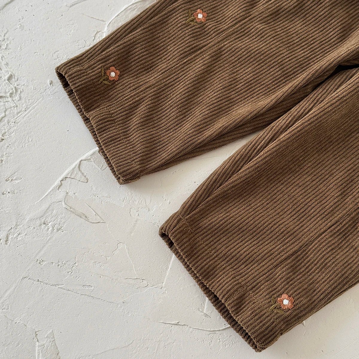 Children's Loose Floral Embroidered Corduroy Pants - Ewapi