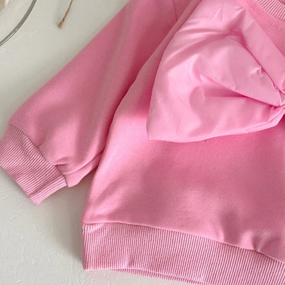 Children's Pink Big Bow Sweatshirt & Elastic Polka Dot Pants Set - Ewapi