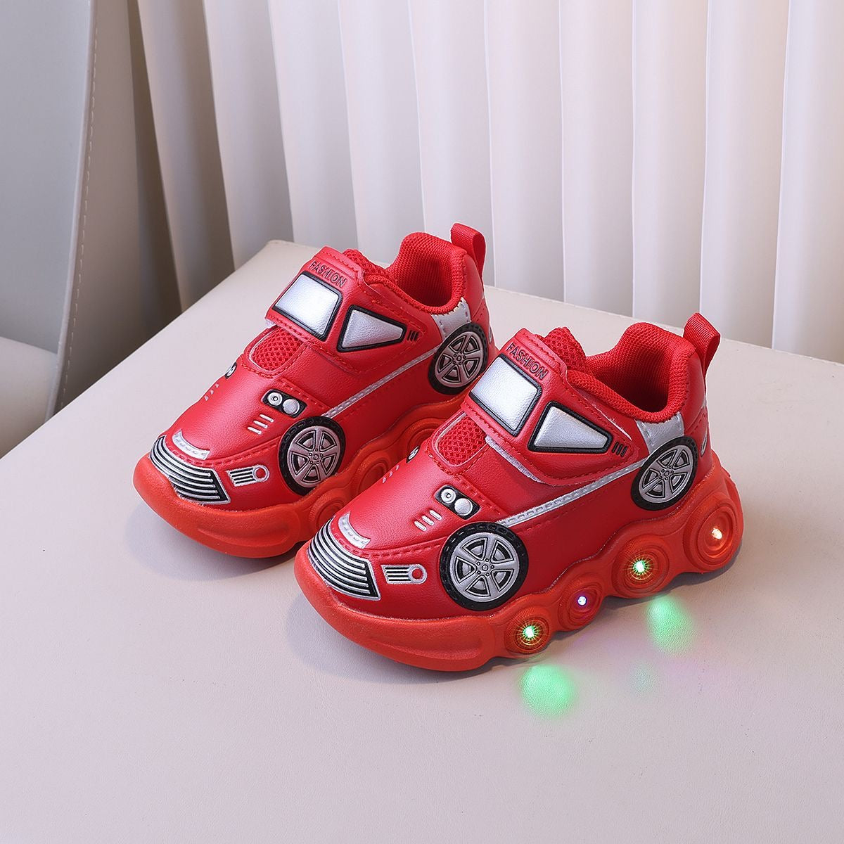 PU Leather LED Light Up Car Sneakers